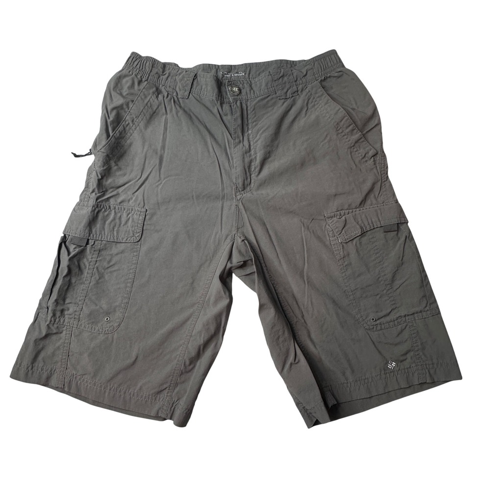 Columbia Cargo Shorts Mens S Gray Omni-Wick Hiking Outdoor Ripstop Nylon